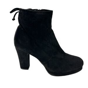 Vintage Y2K Worthington Black Bow Zipper Ankle Boots Booties 7 Faux Leather